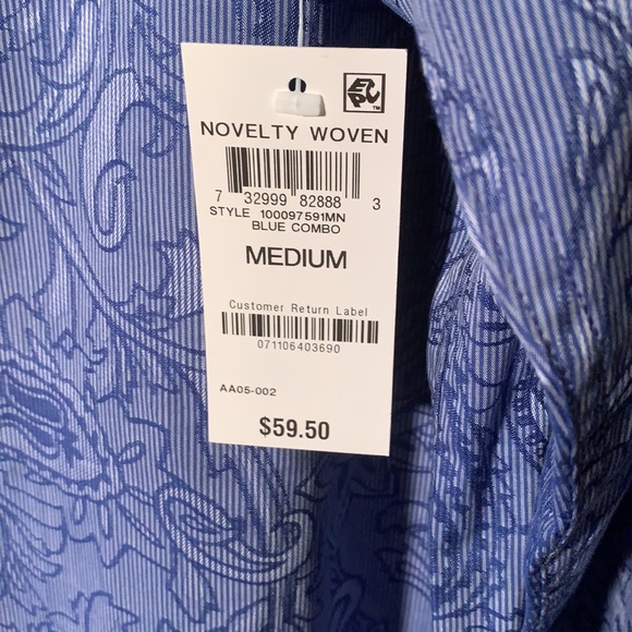 NWT TASSO ELBA MENS BLUE PAISLEY BUTTON UP SHIRT - Picture 8 of 8